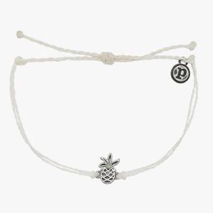 NEW Pura Vida Open Pineapple Silver Bracelet in White